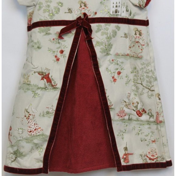 Trish Scully Nursery Rhyme Dress Toddler Girls Sz 4T Red Green V Cut Neck - Picture 3 of 9
